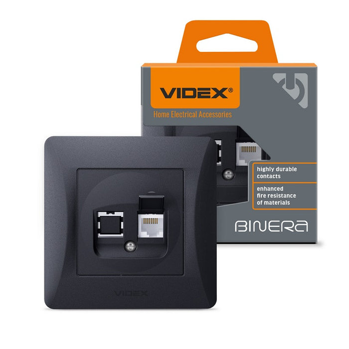 COMPUTER SOCKET VF-BNSK1PC6-BG CAT6 BINERA VIDEX - GRAPHITE