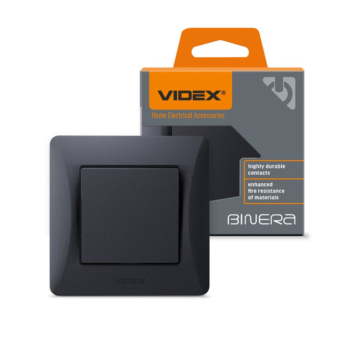 SINGLE POLE SWITCH VF-BNSW1-BG 10A BINERA VIDEX - GRAPHITE
