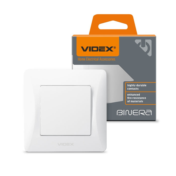 SINGLE POLE SWITCH VF-BNSW1-W 10A BINERA VIDEX - WHITE
