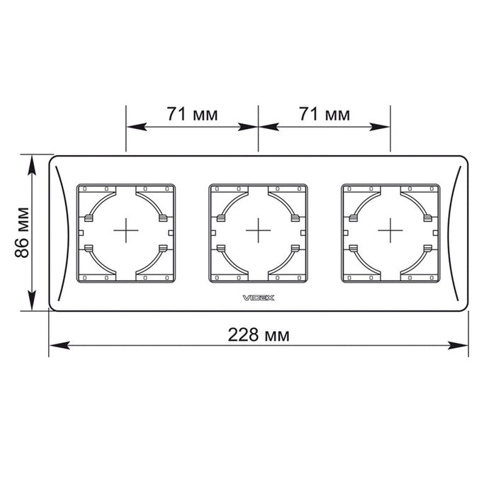 TRIPLE HORIZONTAL FRAME VF-BNFR3H-W BINERA VIDEX - WHITE