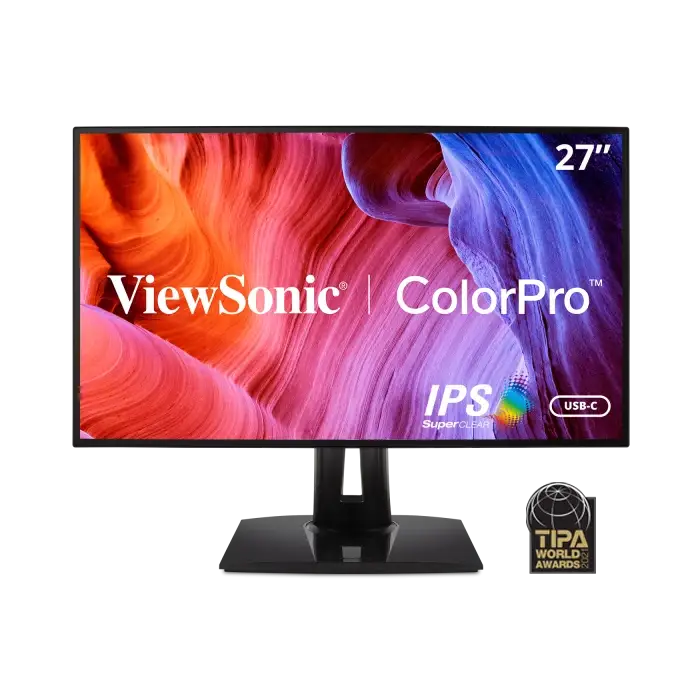 VIEWSONIC VP2768A ColorPro Monitor 27inch 16:9 QHD 2560x1440 Frameless SuperClear IPS LED 100 sRGB 10bit colour HDMI