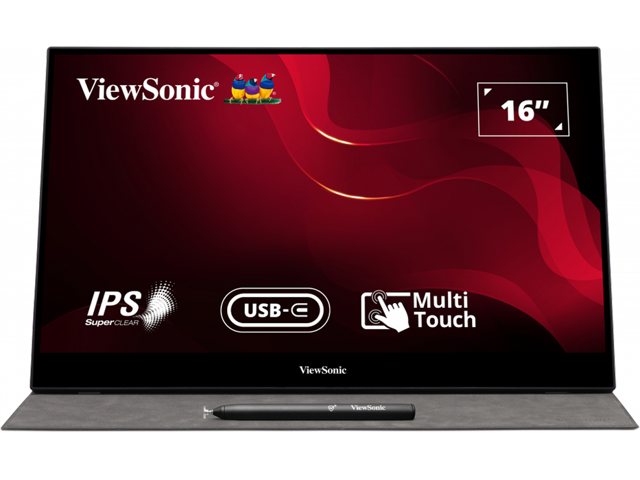 VIEWSONIC TD1655 Portable Touch Display 15.6inch 1920x1080 Projected capacitive 10 points touch with mini HDMI 2 USB type C