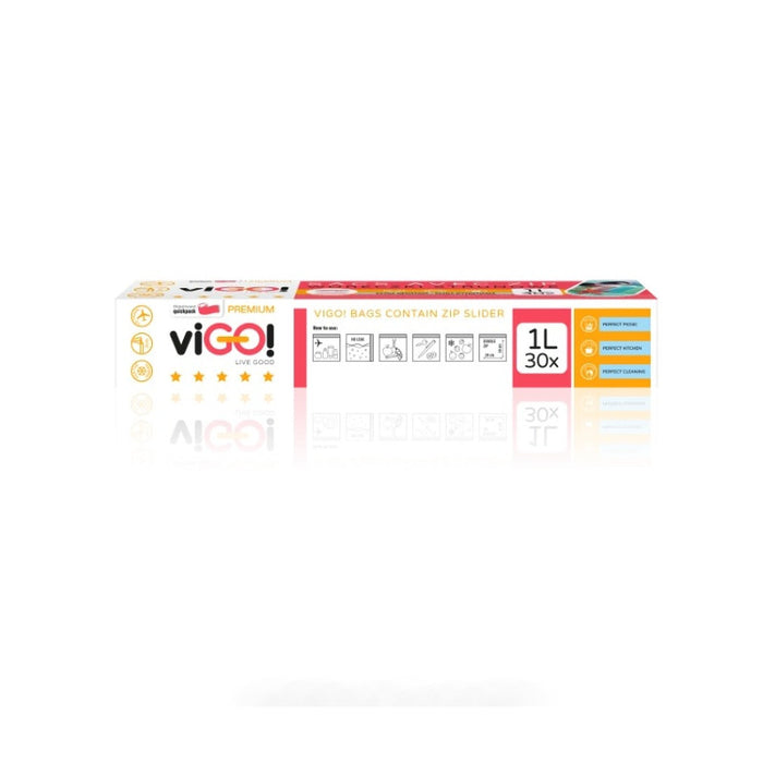 FOOD ENVELOPE WITH ZIP 1L 30 PCS. PREMIUM VIGO