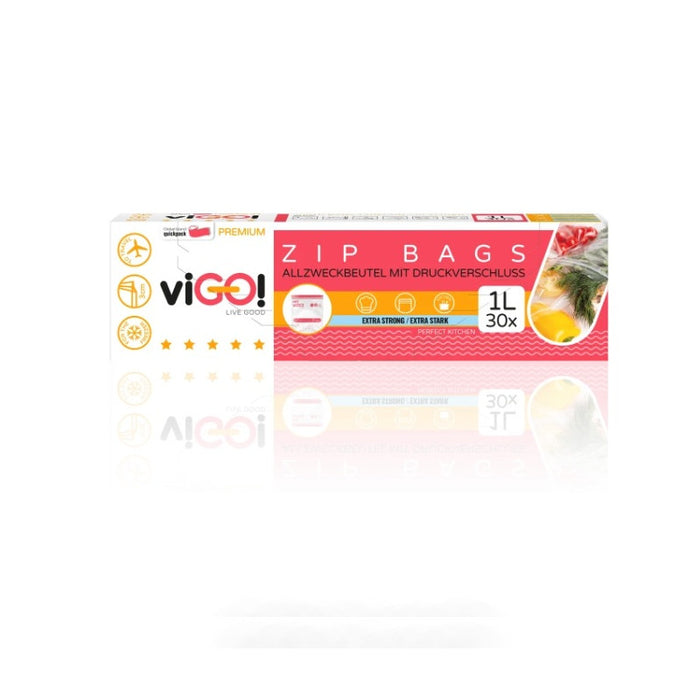 FOOD ENVELOPE WITH ZIP 1L 30 PCS. PREMIUM VIGO