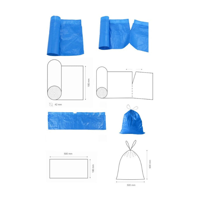 GARBAGE BAGS BLUE 60L WITH LINK HD 10 PCS. STANDARD VIGO