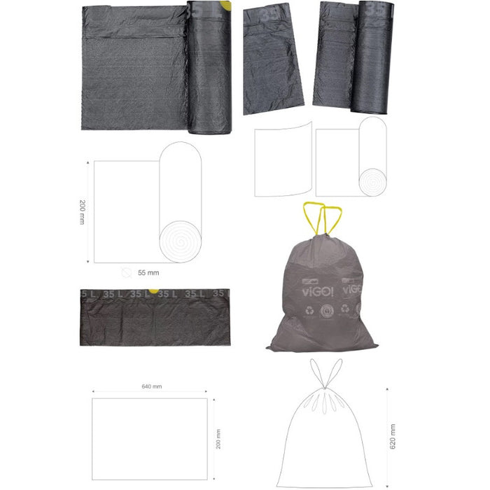 GARBAGE BAGS SILVER 35L WITH TIE 15PCS. PREMIUM #1 VIGO