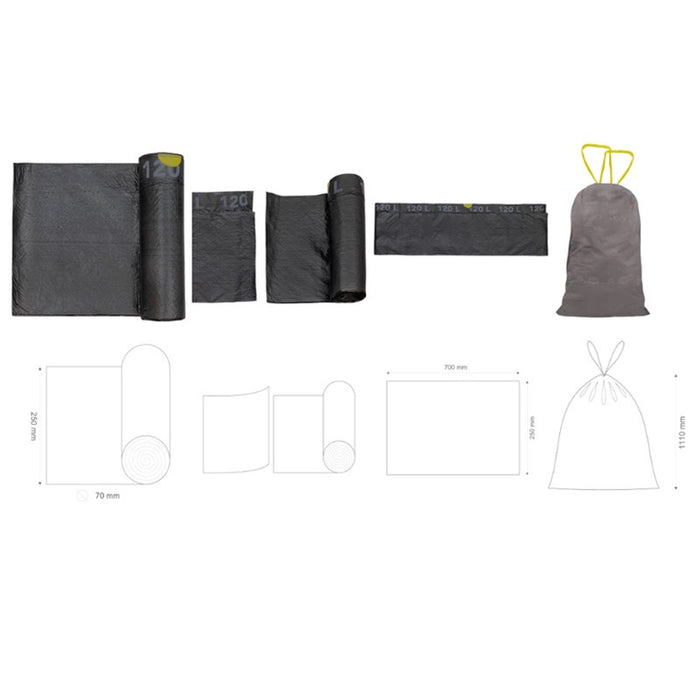 GARBAGE BAGS SILVER 120L WITH TIE 8PCS. PREMIUM #1 VIGO