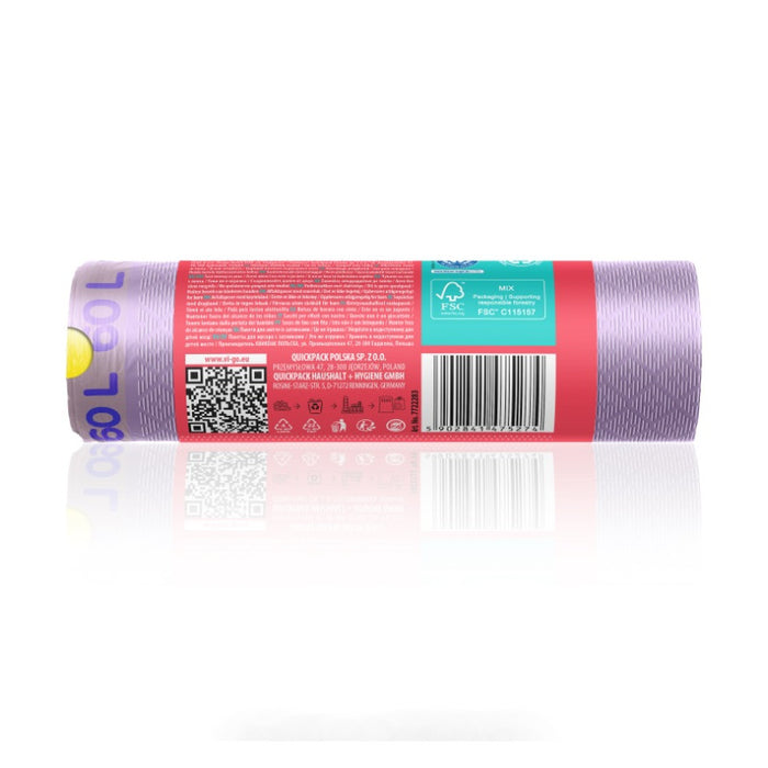 GARBAGE BAGS LD WITH TIE LAVENDER 60L 8 pcs. PREMIUM 1 VIGO