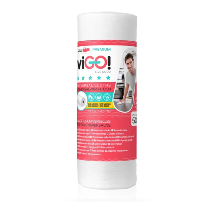 TEXTILE TOWEL ON A ROLL WHITE 50 PCS. PREMIUM VIGO