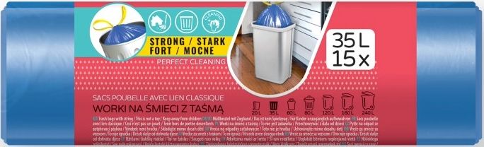 GARBAGE BAGS BLUE 35L WITH LINK HD 15 PCS. STANDARD VIGO