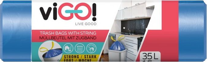 GARBAGE BAGS BLUE 35L WITH LINK HD 15 PCS. STANDARD VIGO