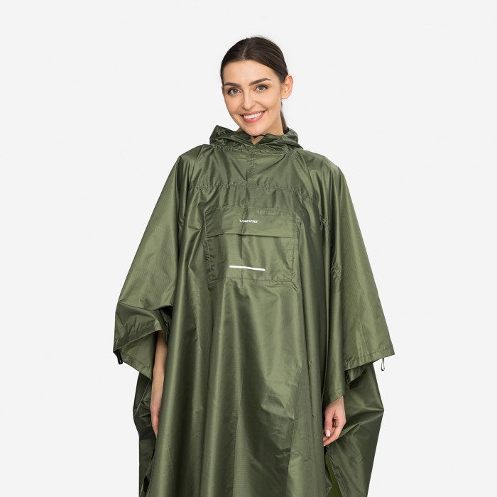 VIKING Vesper Adult Rain Poncho  Green Backpack (Plain)
