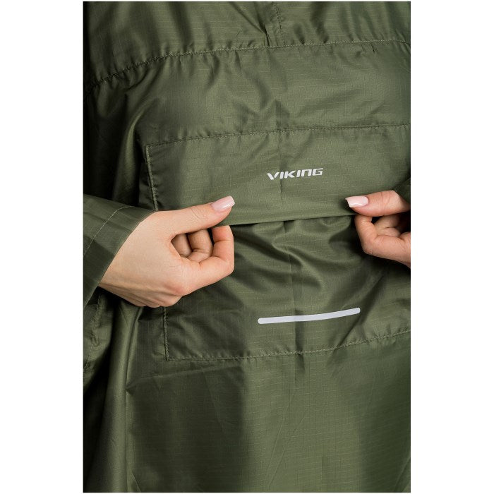 VIKING Vesper Adult Rain Poncho  Green Backpack (Plain)