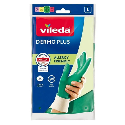 Vileda Dermo Plus ‘L’ Gloves Green Cotton Nitrile - GlovesSPD-REK<<<Cleaning and home careSPD<<<ActionPL