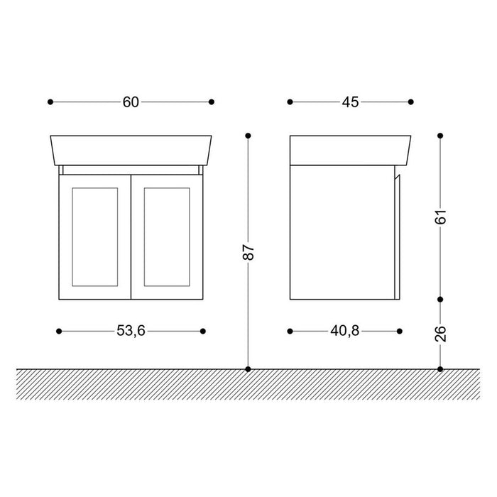 BATHROOM CABINET WITH WASHBASIN LILY HEIGHT
