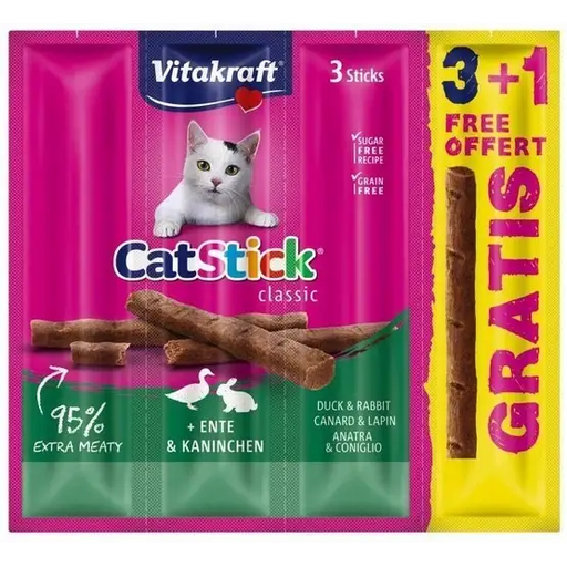 VITAKRAFT CatStick Duck with rabbit - cat treats - 3 + 1 gratis! - DelicaciesDLK-PRZ<<<For the catDLK<<<ActionPL