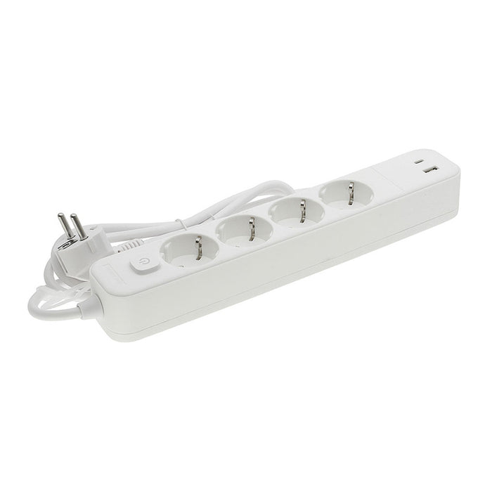 POWER SUPPLY 4 SOCKETS USB A+C 3M WHITE WITH VITO KEY