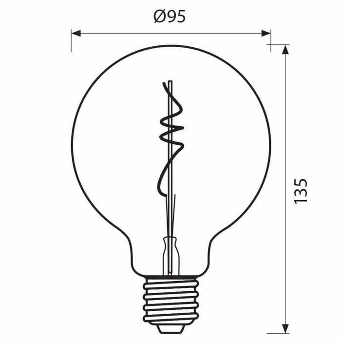 LED BULB E27 4W 1800K 100LM GFS95 FILAMENT DIMMABLE VIVALUX FLICK SMOKE
