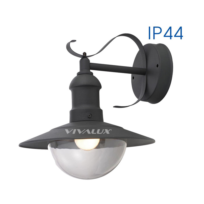 GARDEN LANTERN UPPER BRACKET E27 IP44 DARK GRAY VIVALUX RIVIERA