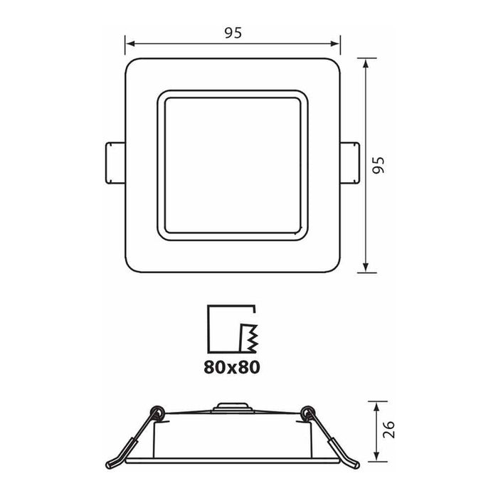 LED MOON 5W 3000K-4000K-6400K IP54 SQUARE FOR BUILT-IN VIVALUX KAPI