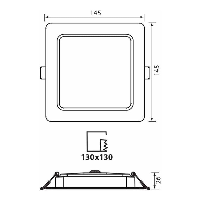 LED MOON 12W 3000K-4000K-6400K IP54 SQUARE FOR BUILT-IN VIVALUX KAPI