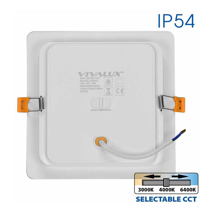 LED MOON 18W 3000K-4000K-6400K IP54 SQUARE FOR BUILT-IN VIVALUX KAPI
