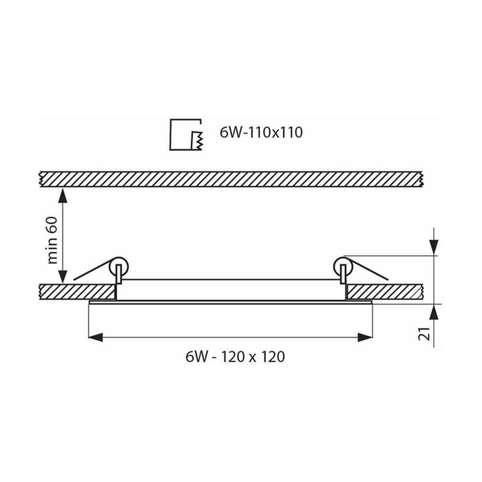 LED PANEL 6W 4000K 400LM BLACK VIVALUX GRID