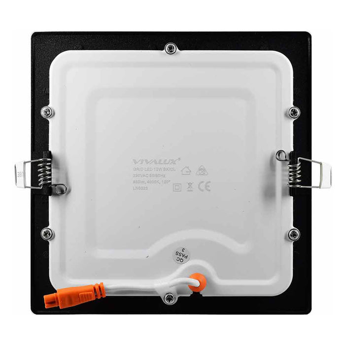 LED PANEL 12W 4000K 850LM BLACK VIVALUX GRID