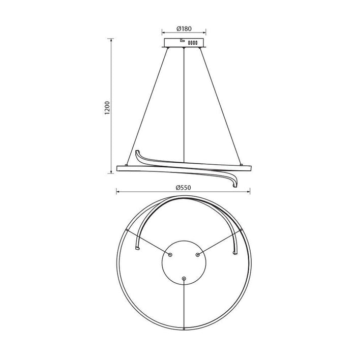 LED PENDANT 38W 3000-4000-6000K 2152LM GOLD VIVALUX OMICRON