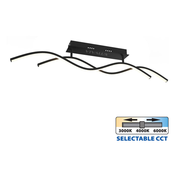 LED CEILING LAMP 27W 3000-4000-6000K 1204LM BLACK VIVALUX SOLUT