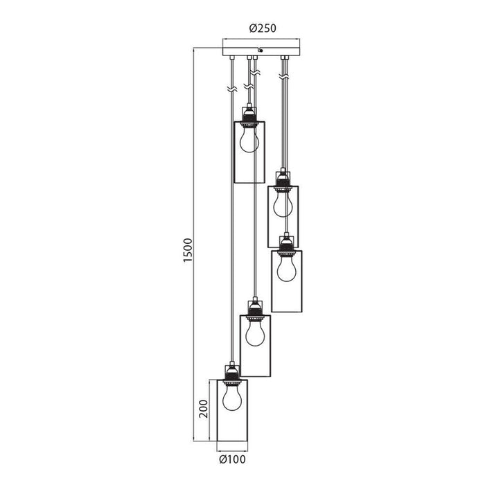 PENDANT 5XE27 SMOKED GLASS VIVALUX AMIRA