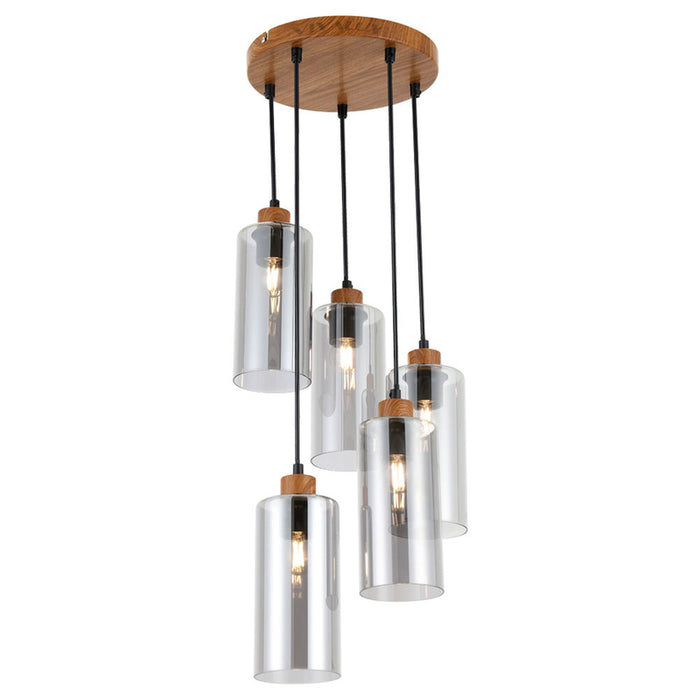 PENDANT 5XE27 SMOKED GLASS VIVALUX AMIRA