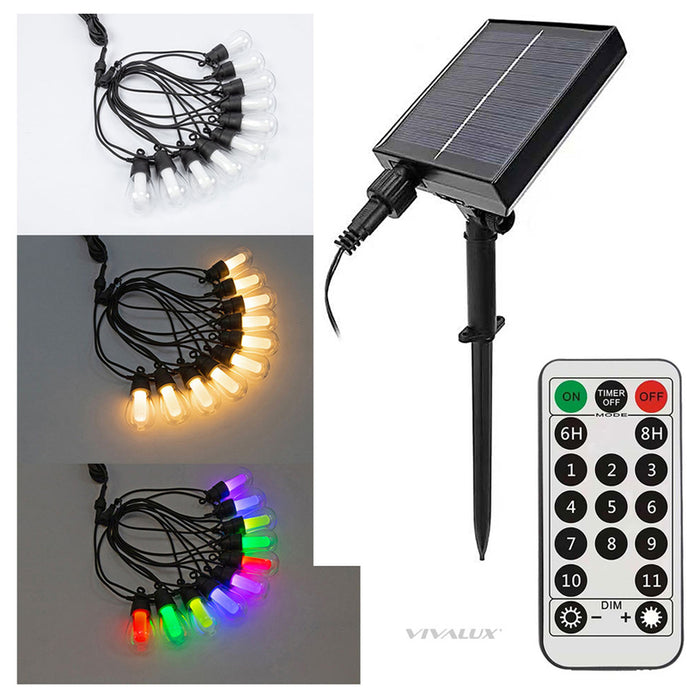SOLAR LED STRING WITH 10 LAMPS RGBW IP44 3000K VIVALUX