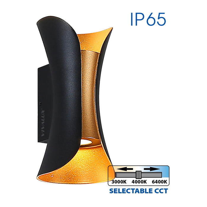 LED FACADE FIXTURE 10W 3000-6400K IP65 BLACK/GOLD VIVALUX BOSTON