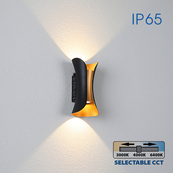 LED FACADE FIXTURE 10W 3000-6400K IP65 BLACK/GOLD VIVALUX BOSTON