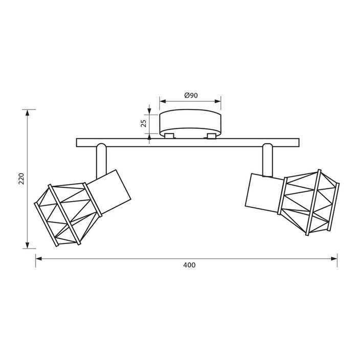 SPOTLIGHT 2XE27 BLACK VIVALUX FRODO