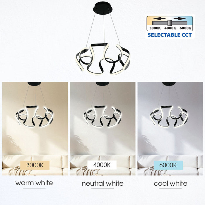 LED CHANDELIER 54W 3000-6000K 3254LM BLACK VIVALUX MEANDRA-P