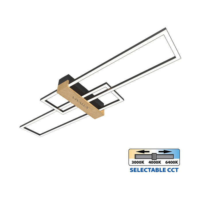 LED CEILING LIGHT 30W 3000-6400K 1544LM BLACK/WOOD VIVALUX LUCAS