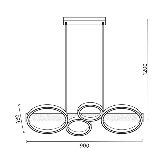 LED CHANDELIER 38W 3000-6400K 1529LM BLACK/WOOD VIVALUX MATTEO-P