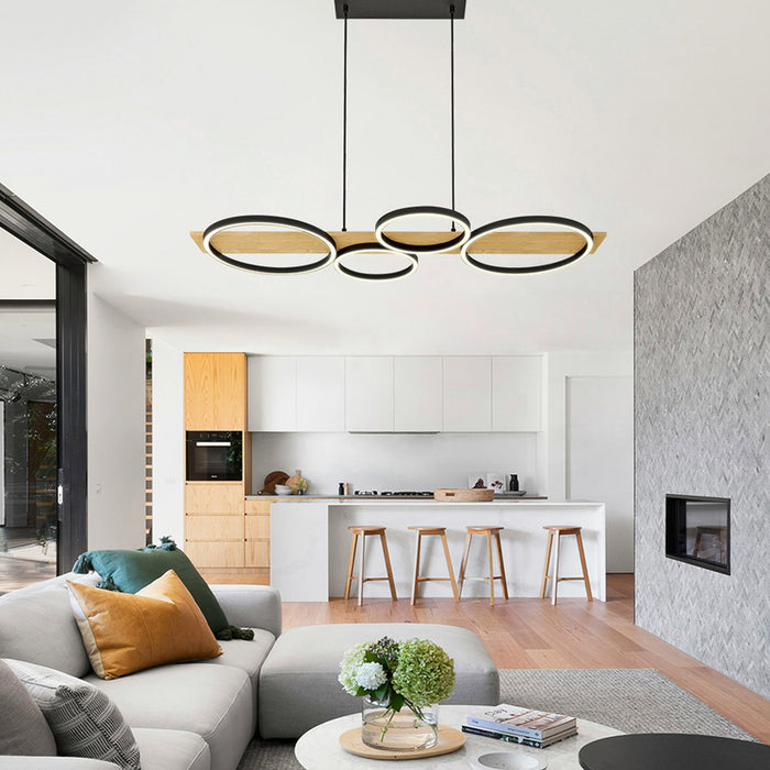 LED CHANDELIER 38W 3000-6400K 1529LM BLACK/WOOD VIVALUX MATTEO-P