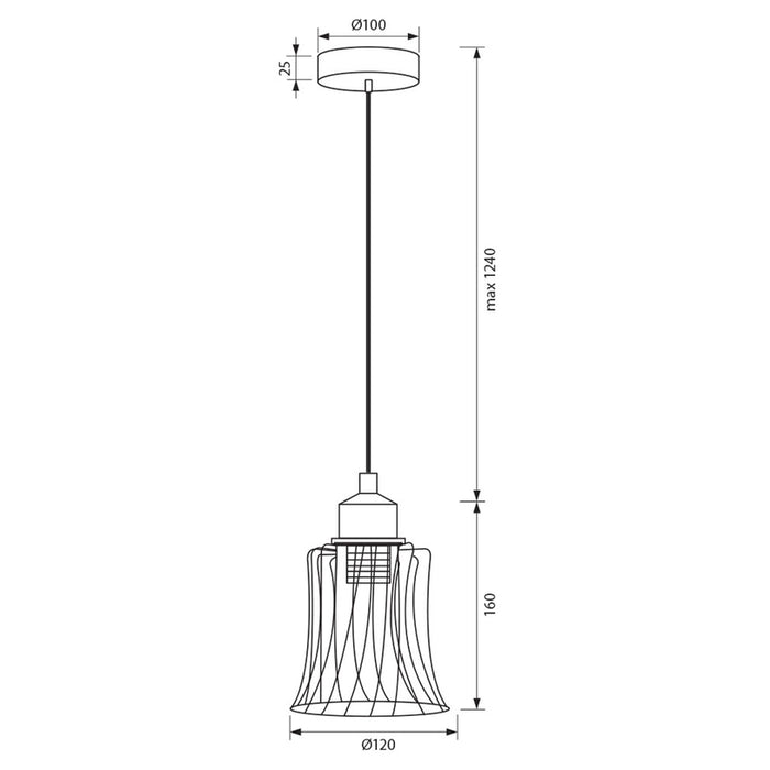 CHANDELIER E27 BLACK VIVALUX AVA