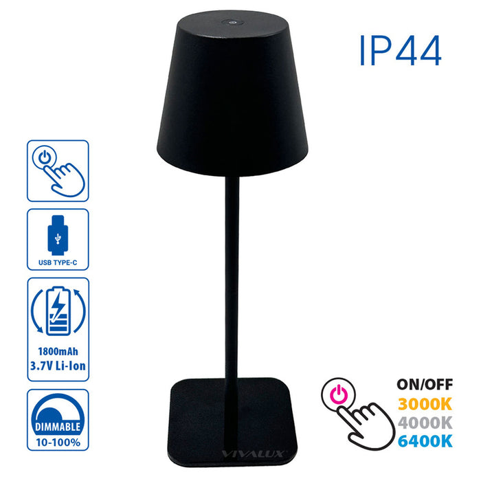 LED DESK LAMP 3W 3000-6400K 200LM BLACK VIVALUX FRIDA