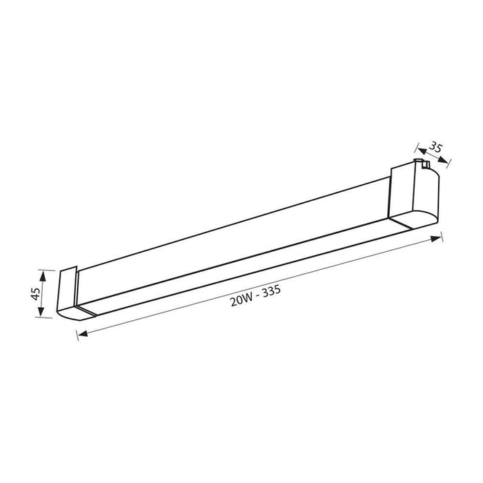 LED LINEAR FIXTURE 20W 3CCT 1330LM FOR RAIL MOUNTING BLACK VIVALUX DRAX