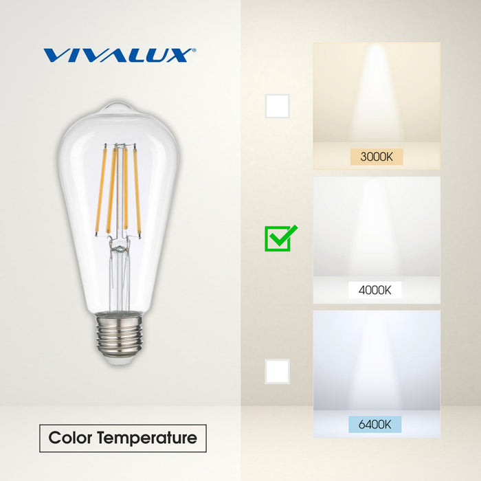 LED BULB E27 8W 1055LM 4000K FILAMENT VIVALUX