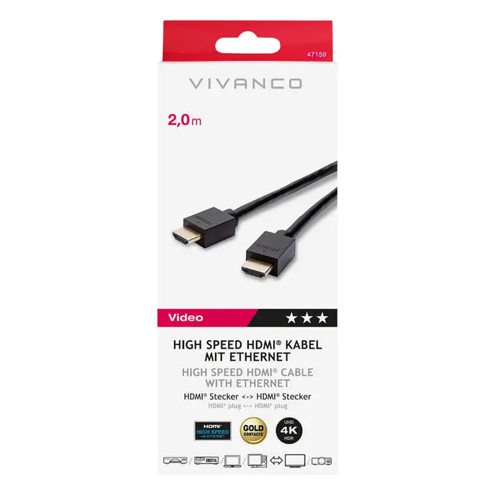 VIVANCO HDMI 47159 2M - Кабели<<<Електроматериали<<<Строителни