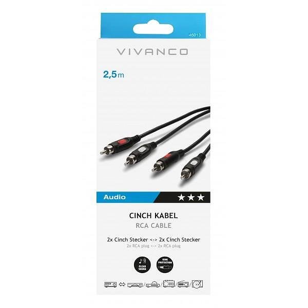 Cable Vivanco 46013 RCA audio cable, stereo 2.5m