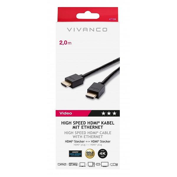 Cable Vivanco 47159 High-speed HDMI gold-plated, 4k HDR 2m