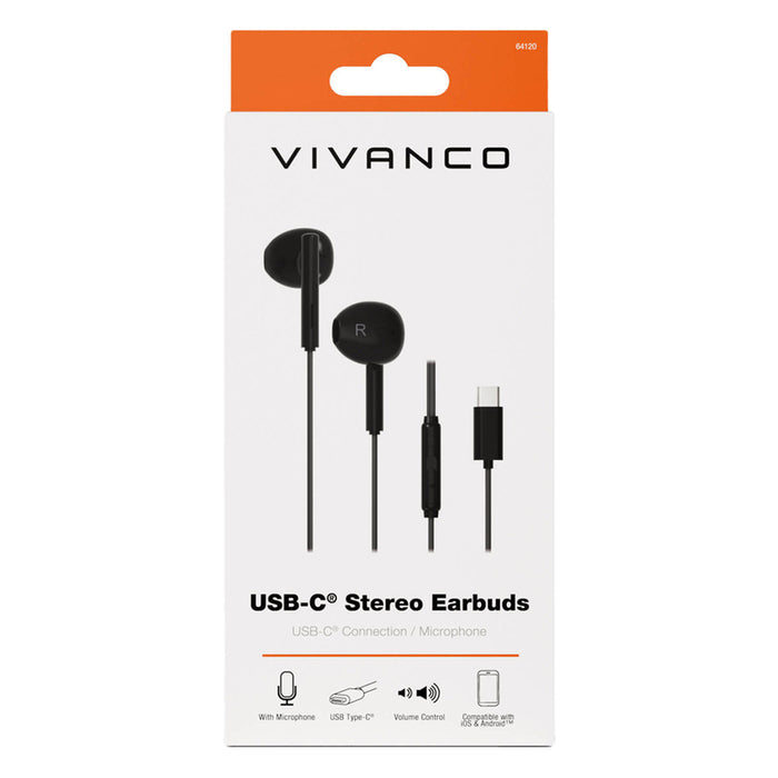 Stereo headphones VIVANCO USB-C BLACK 64120