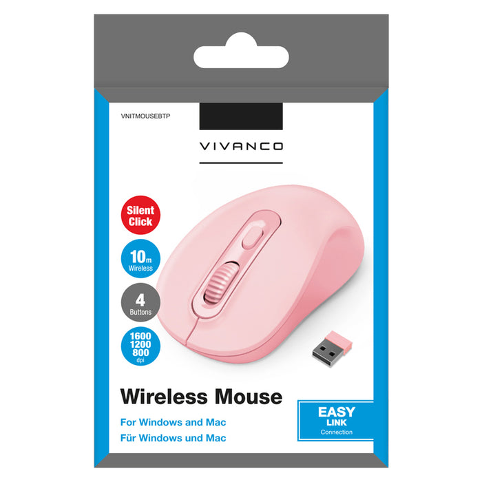 Wireless Mouse VIVANCO 15910 VNITMOUSEBTP PINK