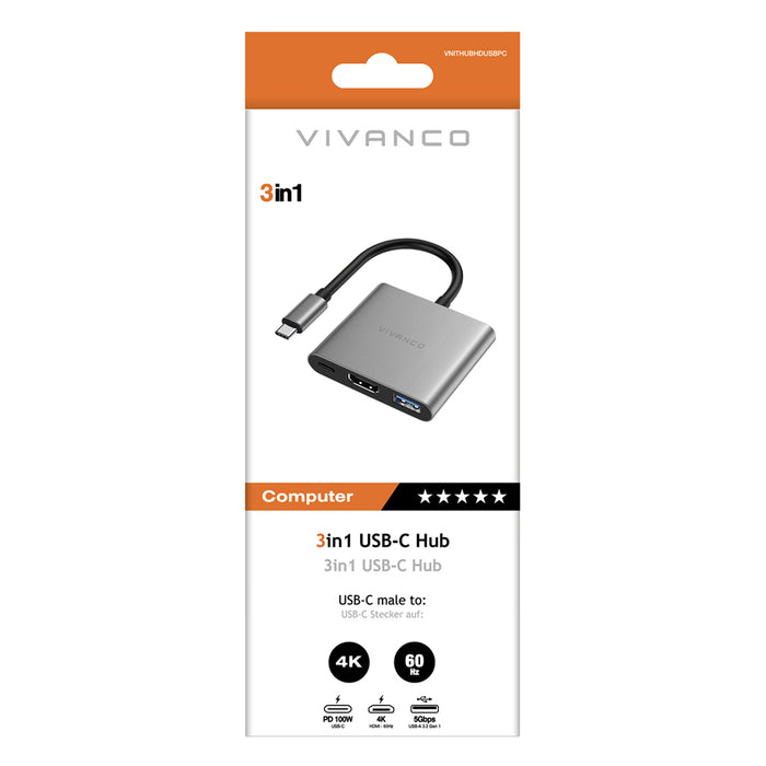 USB HUB VIVANCO 3in1 TB3 100WPD 23618